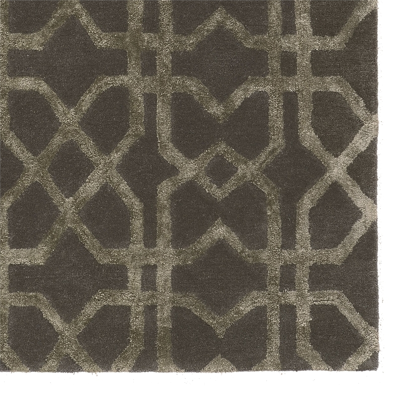 Bowery Hill 96''x 132'' Transitional Wool Hand Tufted Rug in Slate Gray