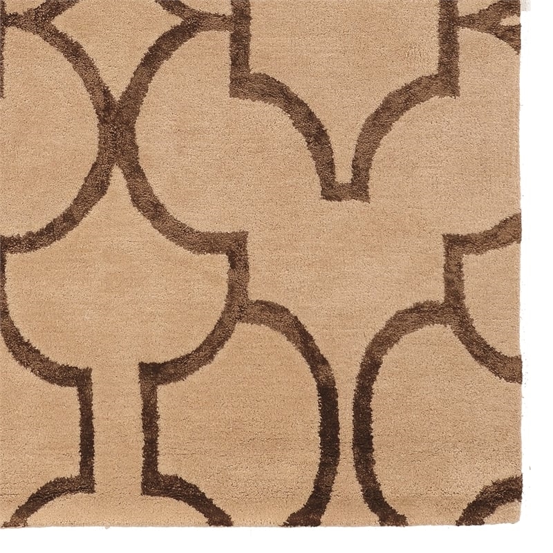 Bowery Hill 60''x 96'' Transitional Wool Hand Tufted Rug in Beige/Brown