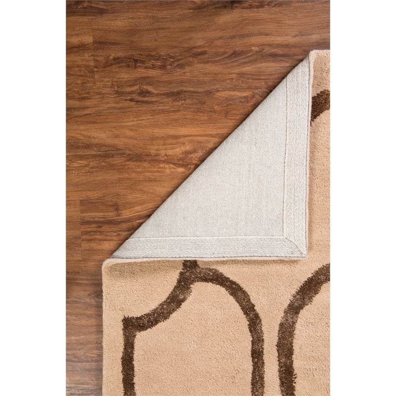Bowery Hill 60''x 96'' Transitional Wool Hand Tufted Rug in Beige/Brown