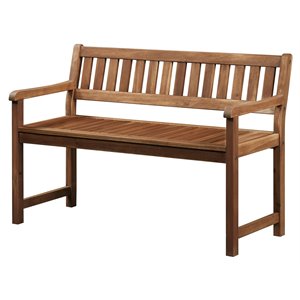 Bowery Hill Teak Brown Patio Bench Rectangular 45&quot x 20.28&quot Unassembled
