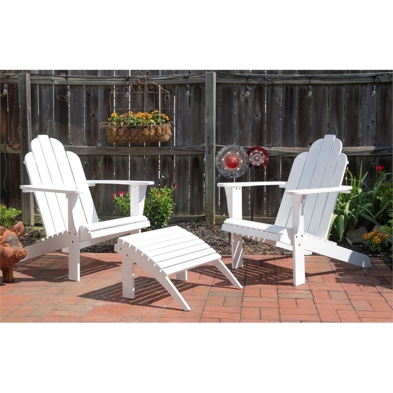 Bowery Hill Traditional Wood Outdoor Chair with Arm Rests in White