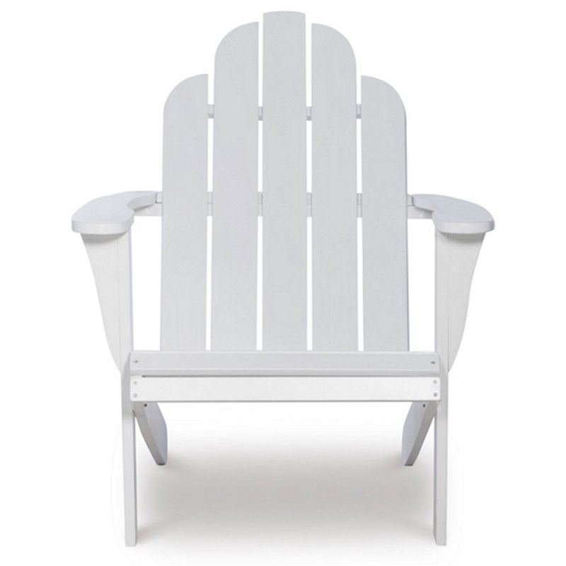 Bowery Hill Traditional Wood Outdoor Chair with Arm Rests in White
