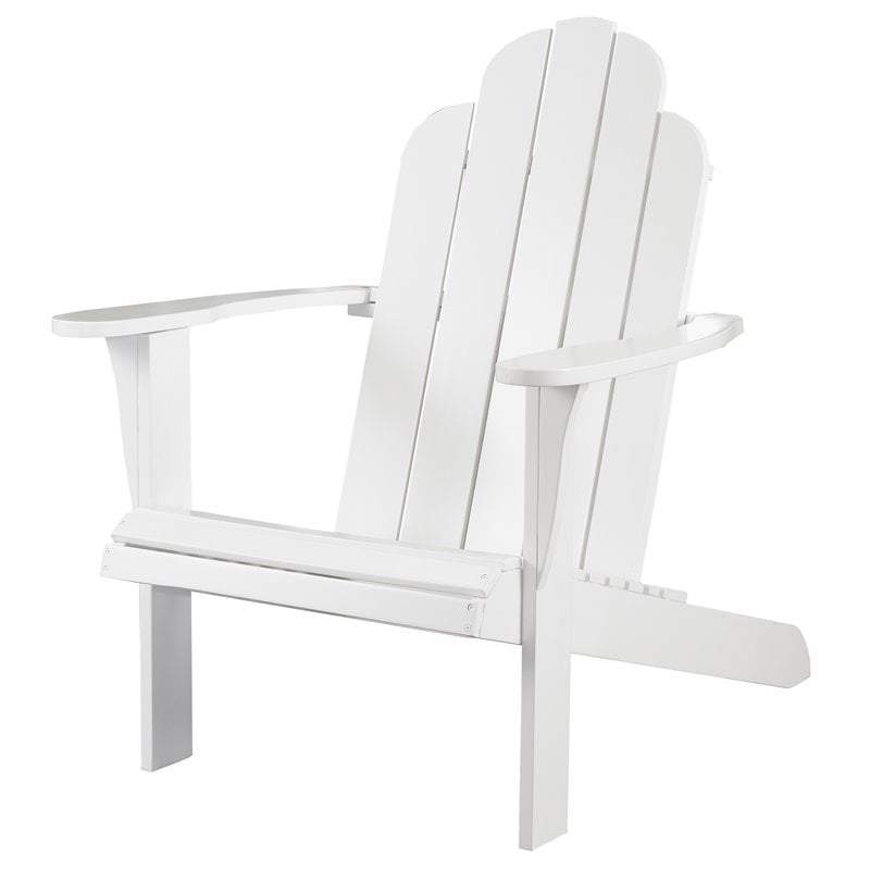 Bowery Hill Traditional Wood Outdoor Chair with Arm Rests in White