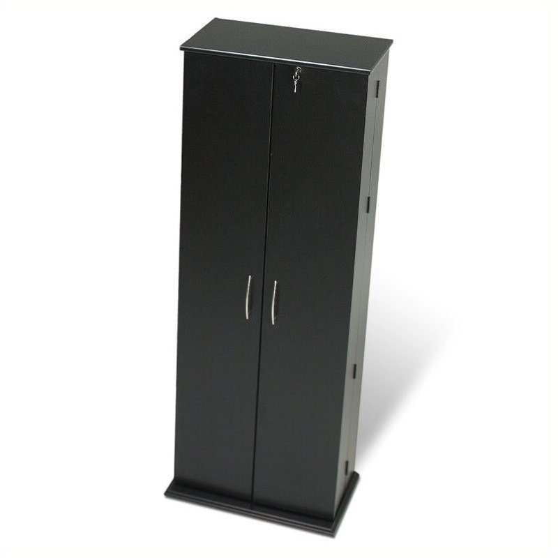 Bowery Hill 64 Locking Cd Dvd Media Storage Cabinet Bowery Hill 64 Locking Cd Dvd Media Storage Cabinet In Black