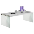 Bowery Hill Tempered Glass Coffee Table in Glossy White