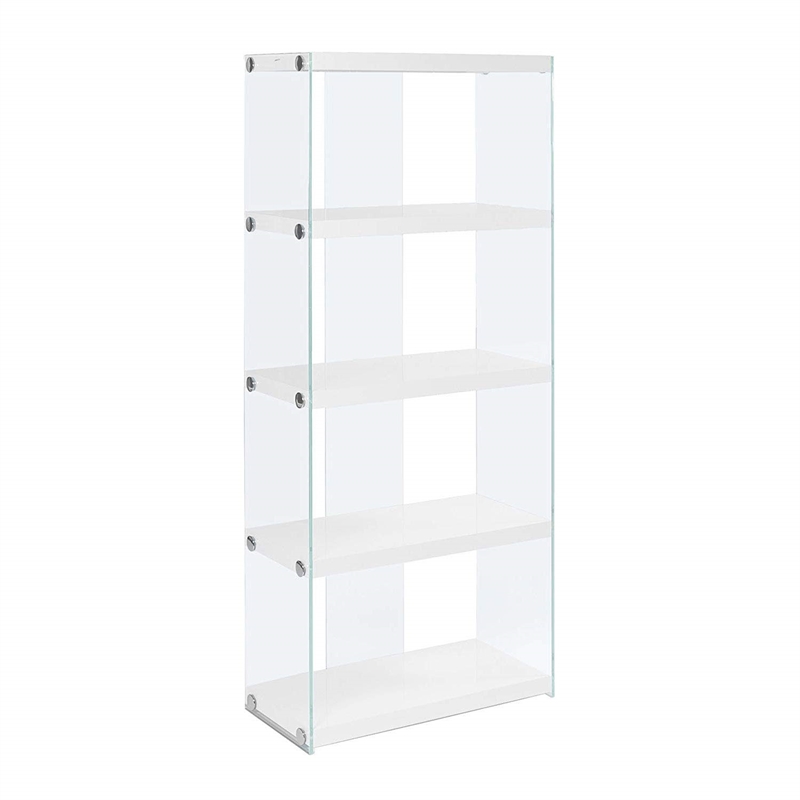 Bowery Hill Glass White Bookcase Rectangular 60