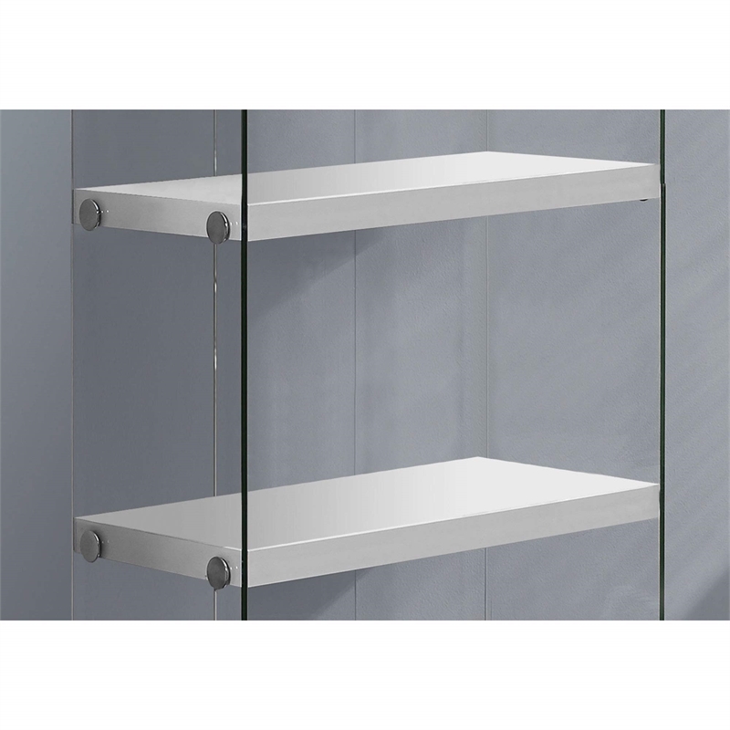 Bowery Hill Glass White Bookcase Rectangular 60