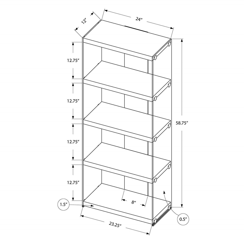 Bowery Hill Glass White Bookcase Rectangular 60