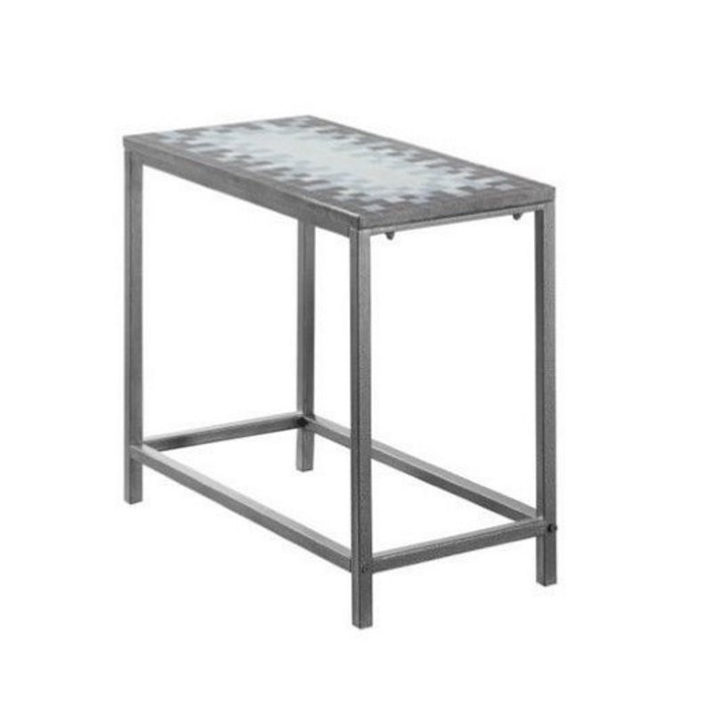 Bowery Hill Blue Tile Top Accent Side Table in Hammered Silver