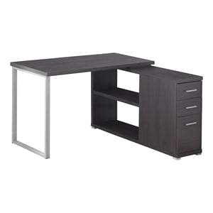 Bowery Hill Modern Engineered Wood L Shaped Computer Desk in Gray