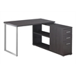 Bowery Hill Modern Engineered Wood L Shaped Computer Desk in Gray