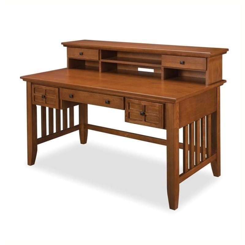 Bowery Hill Computer Desk with Hutch in Cottage Oak