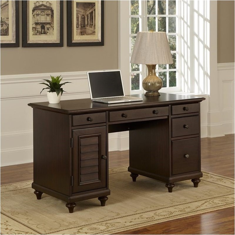 Bowery Hill 5 Drawer Wood Computer Desk in Espresso