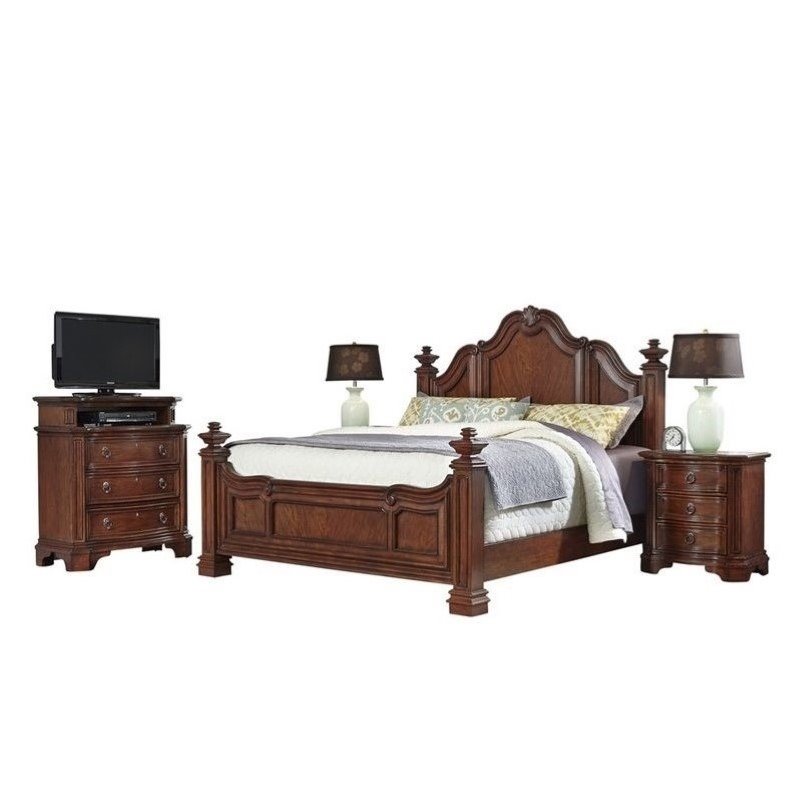 Bowery Hill 4 Piece King Bedroom Set in Cognac