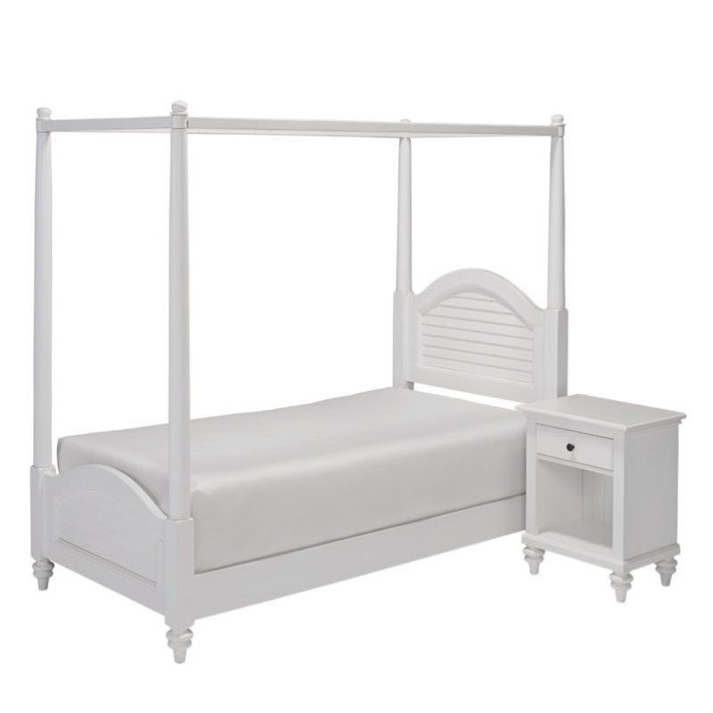 Wood Twin Canopy Bedroom Set, Twin Canopy Bed With Drawers