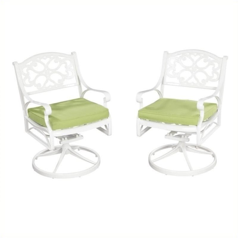 Bowery Hill Bowery Hill Swivel Patio Dining Chair With Cushion In White Bowery Hill