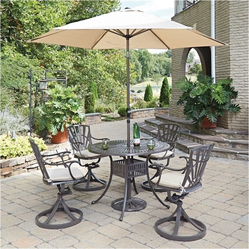 Bowery Hill 5 Piece Dining Set and Cushions in Taupe