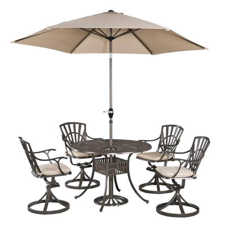 Bowery Hill 5 Piece Dining Set and Cushions in Taupe