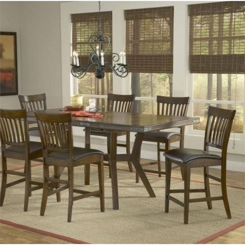 Bowery Hill Extendable Counter Height Dining Table in Chestnut
