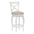 Bowery Hill Wood White Counter Stool Cross Back Swivel 40