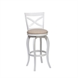Bowery Hill Wood White Counter Stool Cross Back Swivel 40
