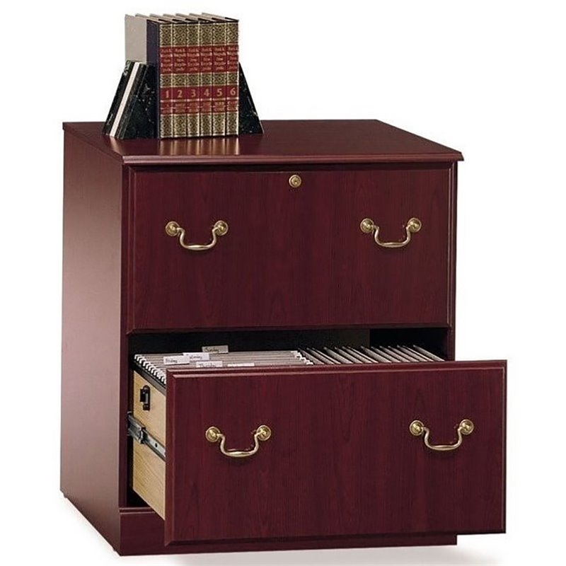 Bowery Hill 2-Drawers Vertical Cherry Wood Filing Cabinet Easy Assembly