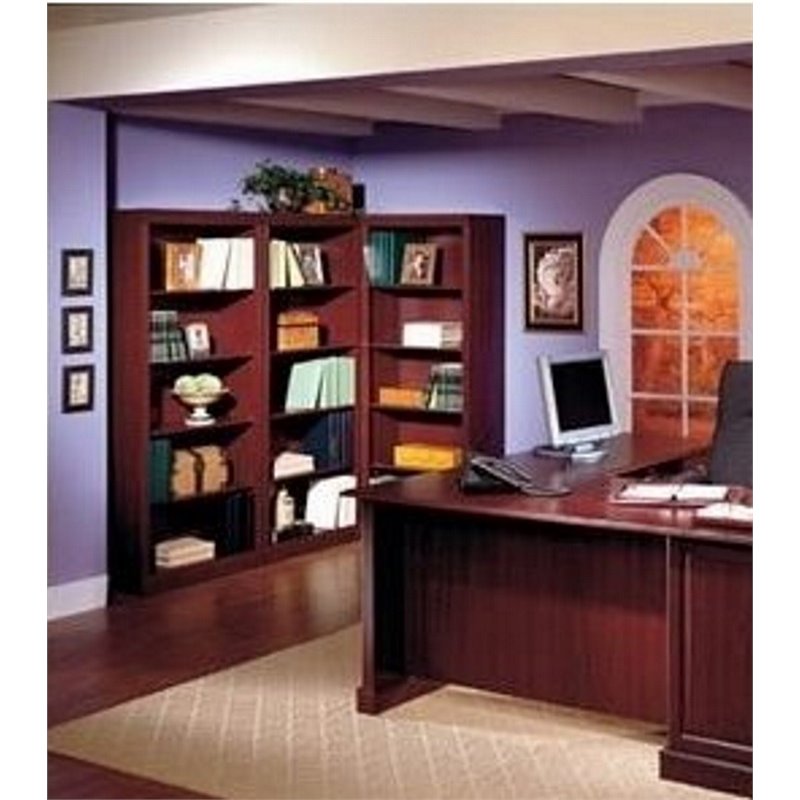 Bowery Hill 5 Shelf Wood Bookcase in Harvest Cherry