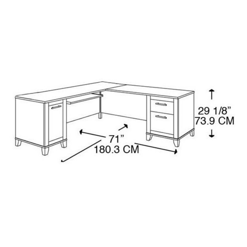 Bowery Hill Wood Maple Cross Computer Desk L-Shaped 71