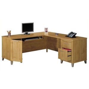 Bowery Hill Wood Maple Cross Computer Desk L-Shaped 71&quot Unassembled