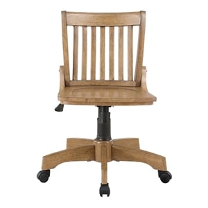 Bowery Hill Traditional Solid Wood Armless Office Chair in Medium Brown
