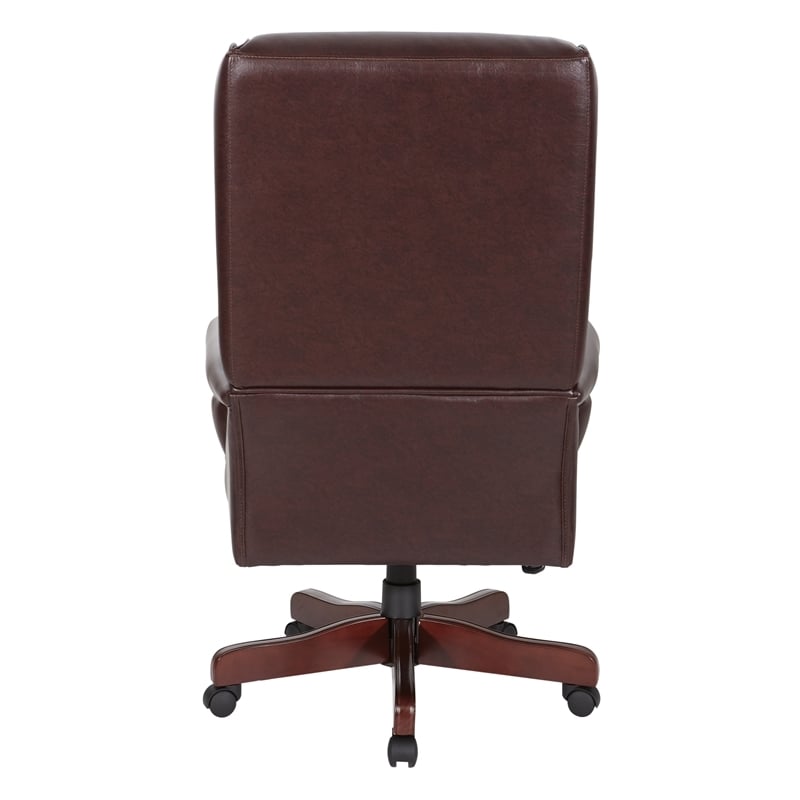 Bowery Hill Traditional Vinyl Executive Office Chair in Mahogany