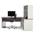 Bowery Hill Wood Slate Gray Computer Desk L-Shaped Reversible 71.1