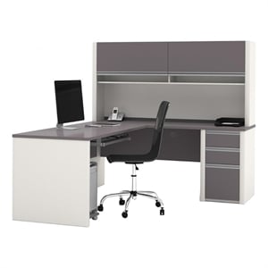 Bowery Hill Wood Slate Gray Computer Desk L-Shaped Reversible 71.1&quotW x 82.9&quotD x 65.9&quotH Unassembled