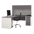 Bowery Hill Wood Slate Gray Computer Desk L-Shaped Reversible 71.1