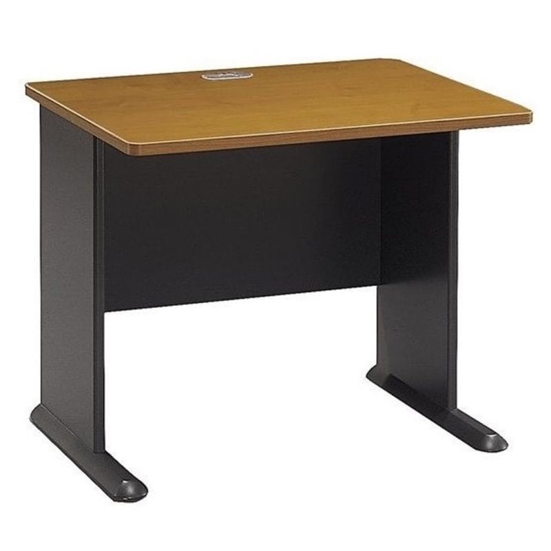 Bowery Hill Wood/Metal Home Office Rectangular Writing Desk in Dark  Oak/Black