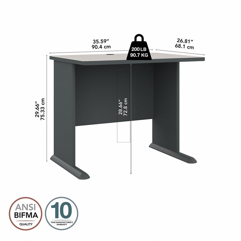 Bowery Hill Laminate Slate Computer Desk Rectangular Wire Management 36