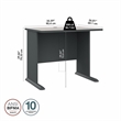 Bowery Hill Laminate Slate Computer Desk Rectangular Wire Management 36