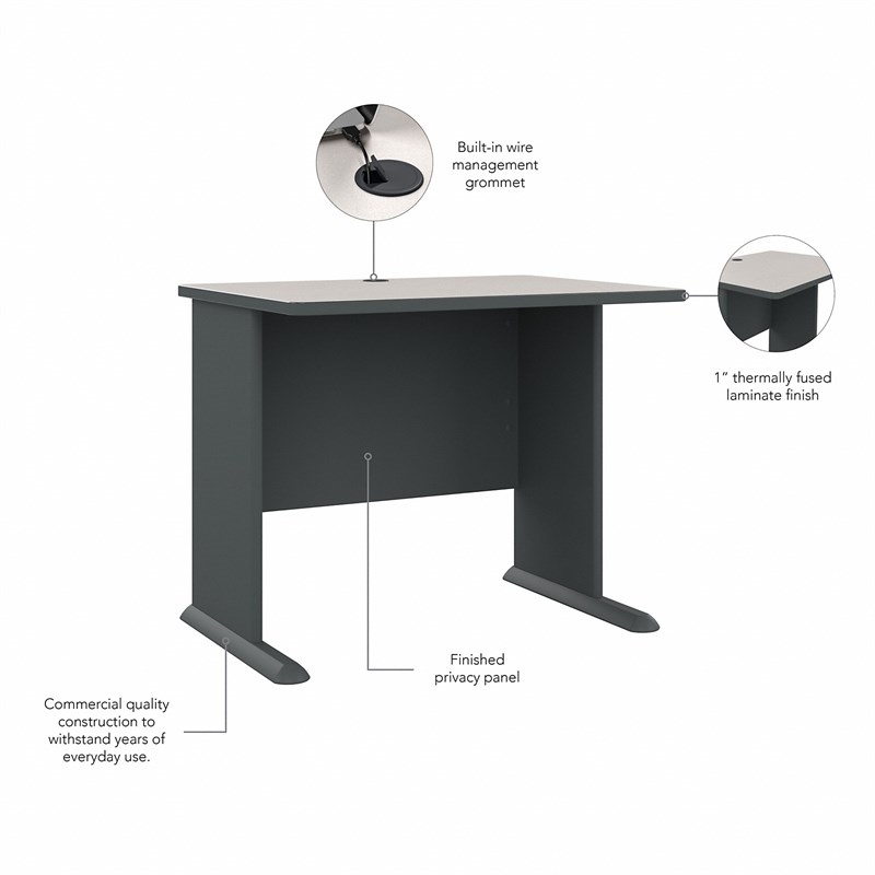 Bowery Hill Laminate Slate Computer Desk Rectangular Wire Management 36