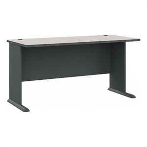 Bowery Hill 60&quot Transitional Engineered Wood Desk in Slate Gray/White