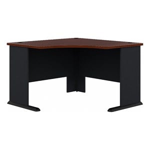 Bowery Hill 48&quot Transitional Wood Corner Desk in Cherry/Gray