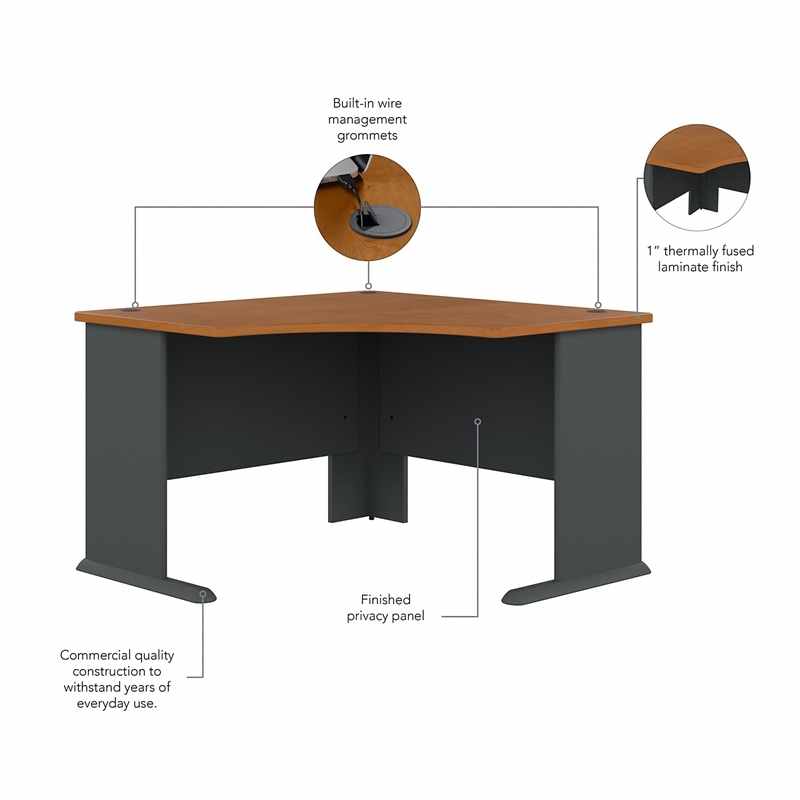 Bowery Hill Engineered Wood Natural Cherry/Gray Corner Desk Rectangular Scratch-Resistant 47.16