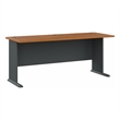 Bowery Hill Engineered Wood Cherry/Gray Computer Desk Rectangular Wire Management 72