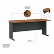 Bowery Hill Engineered Wood Cherry/Gray Computer Desk Rectangular Wire Management 72