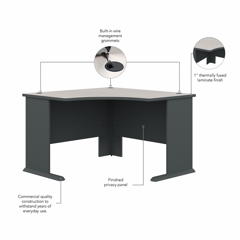 Bowery Hill Engineered Wood Slate Gray Corner Desk Rectangular Scratch-Resistant 47.16