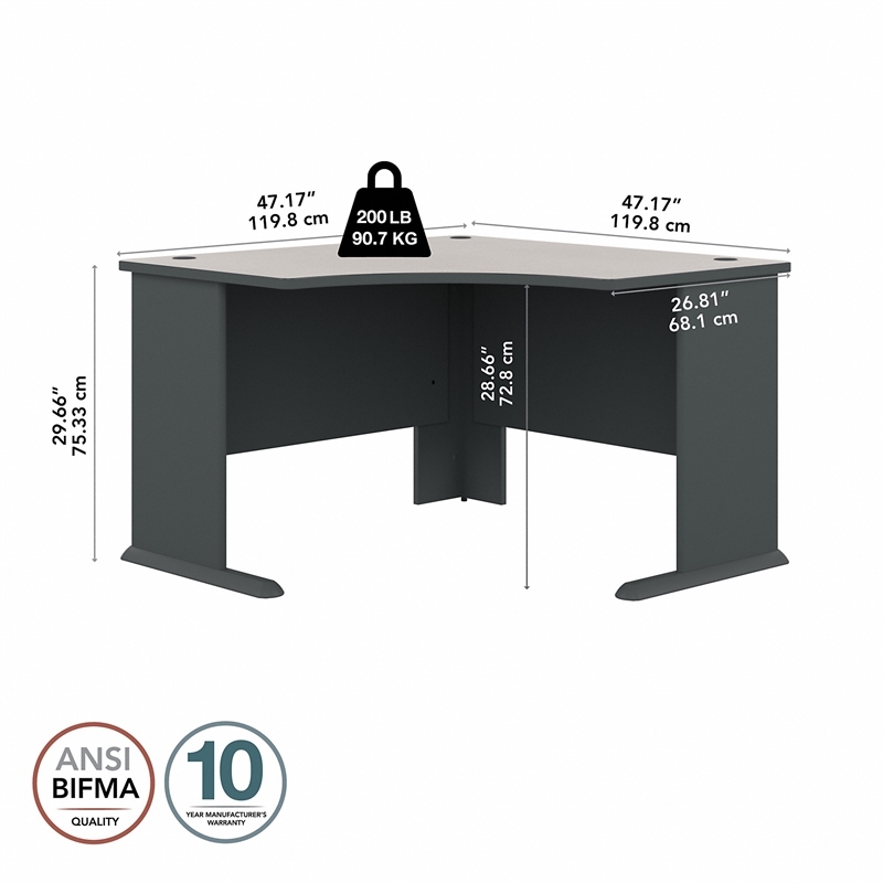 Bowery Hill Engineered Wood Slate Gray Corner Desk Rectangular Scratch-Resistant 47.16