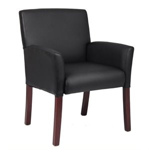 Bowery Hill Wood Black/Mahogany Guest Chair Box Reversible 34.5&quotH Unassembled