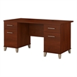 Bowery Hill Wood Hansen Cherry Office Desk Rectangular Wire Management 60