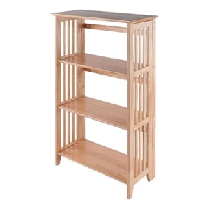 Bowery Hill 4-Tier Transitional Solid Wood Folding Bookcase in Natural