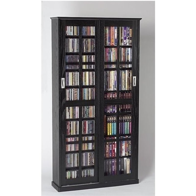 Bowery Hill 62 Cd Dvd Wall Media Storage Cabinet In Bowery Hill 62 Cd Dvd Wall Media Storage Cabinet In Black