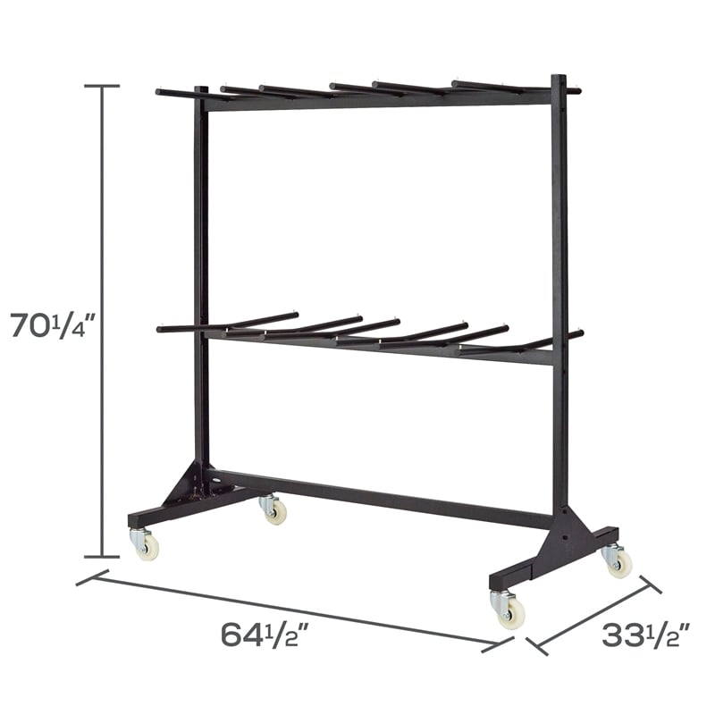 Bowery Hill Traditional Steel Metal Two-Tier Folding Chair Cart in Black